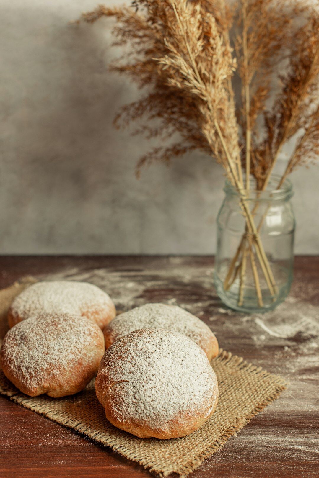 Freshly baked Czech buchty pastries on a wooden board