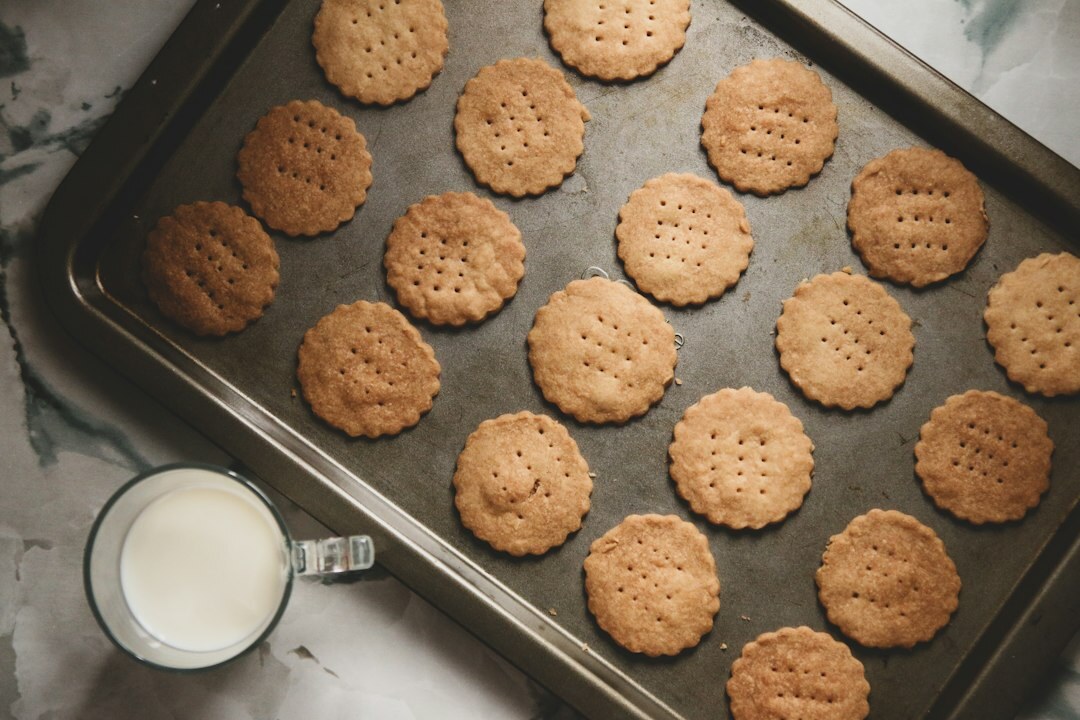 home baking cookies on tray
