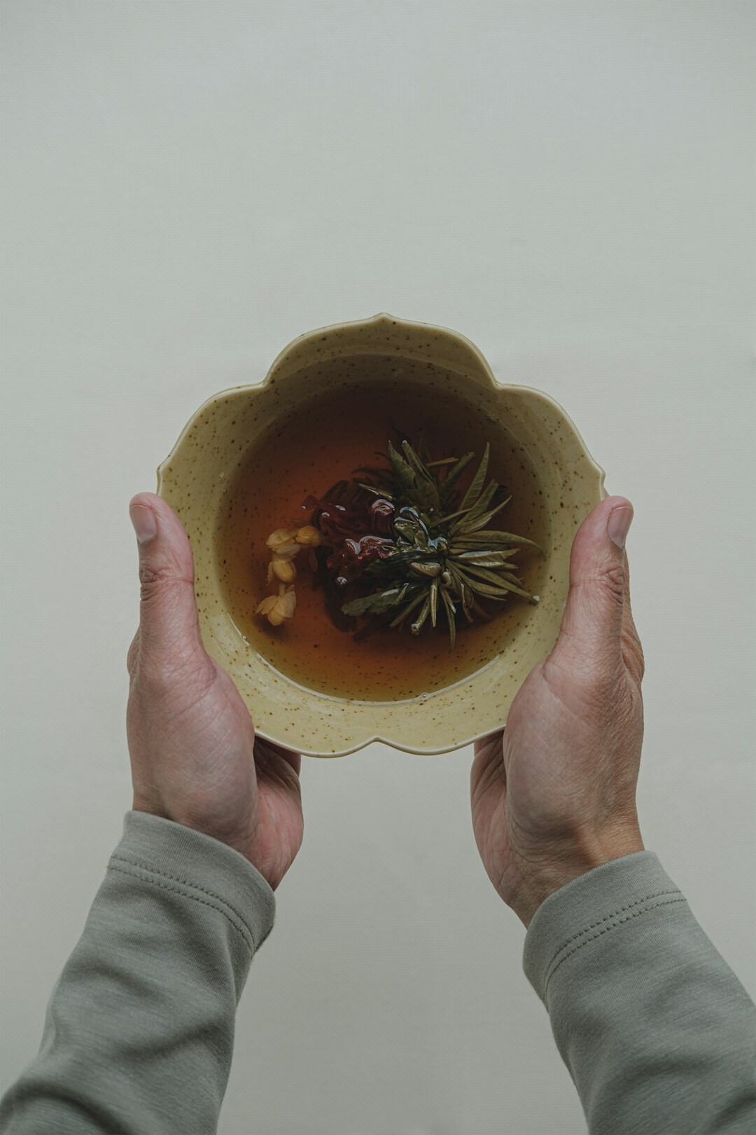 Bowl of creamy traditional Czech soup with fresh herbs